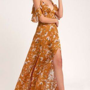 Lulu's Orange Metallic Floral Dress